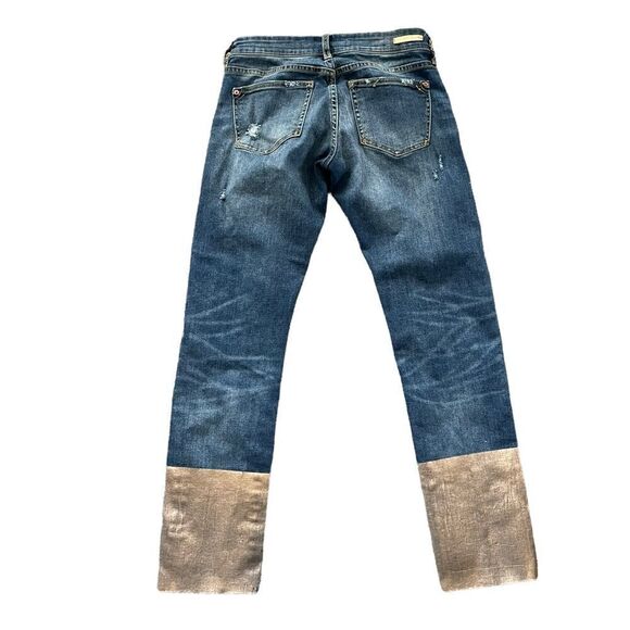 ANTHROPOLOGIE PILCRO Gold Foil Dipped Jeans Size 25 - Picture 8 of 11